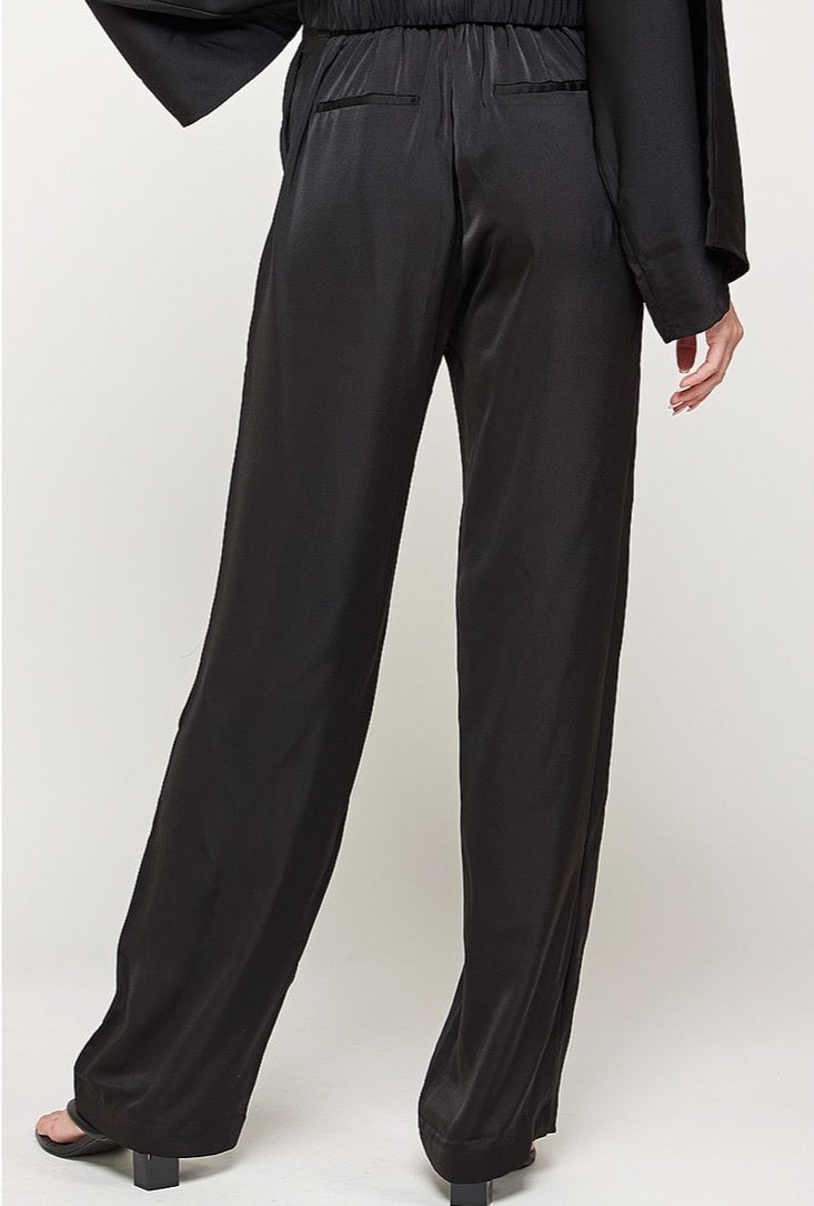 Black Silk Pants High-waisted Silk Pants 100% Silk Pant Long Palazzo Pants  Wide-leg Pants Silk Straight-leg Pants Silk Trousers 