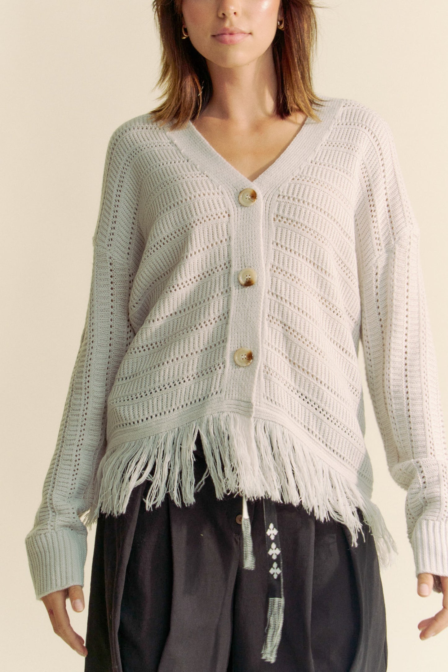 Fringed Texture Cardigan