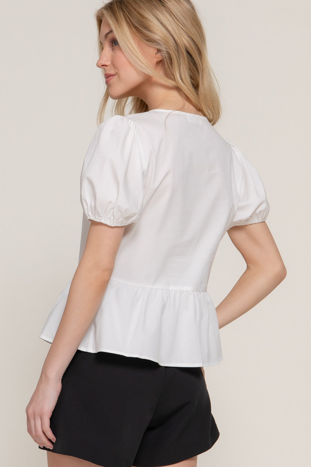 Puff Sleeve Tie Top