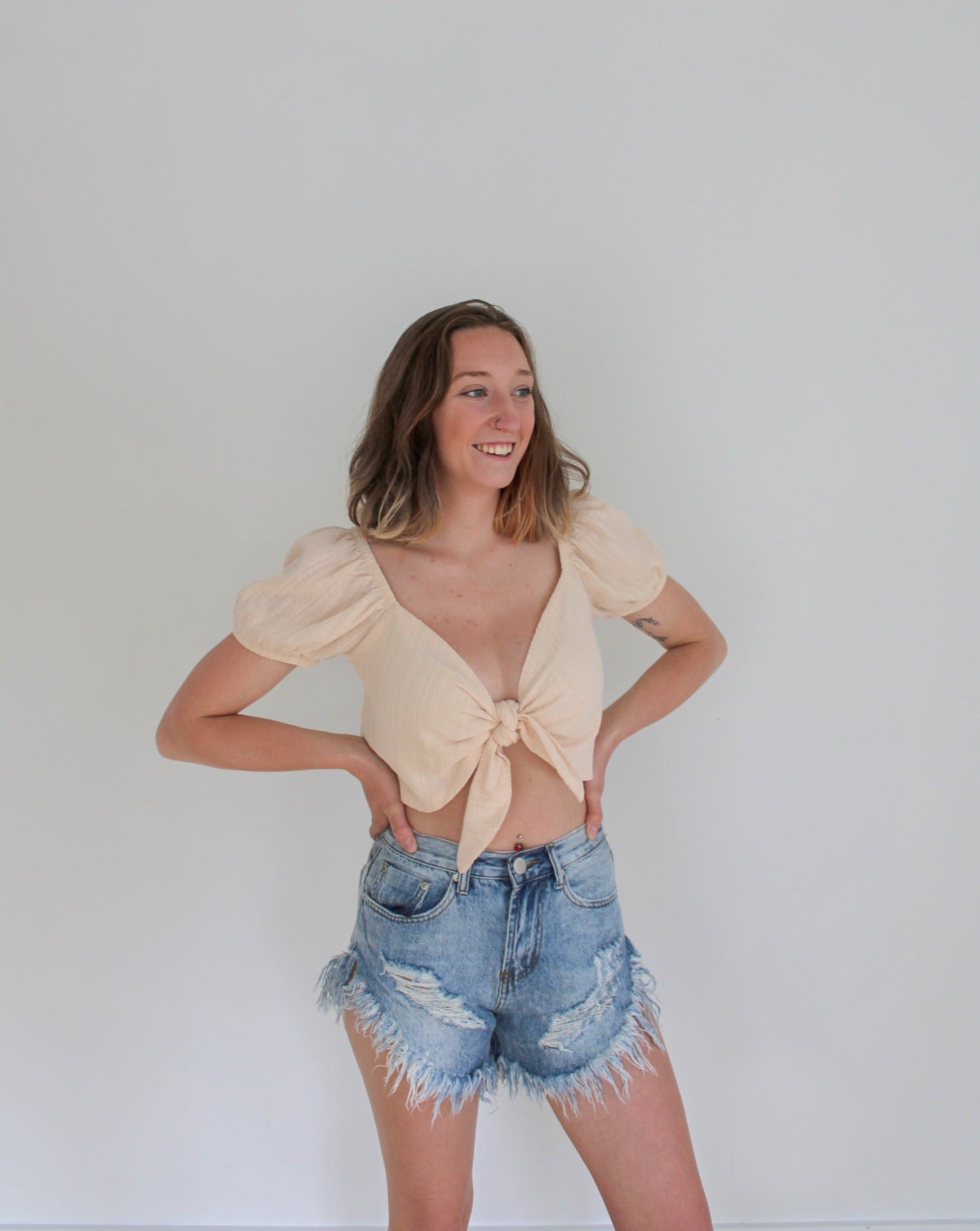 High waisted distressed shorts hotsell